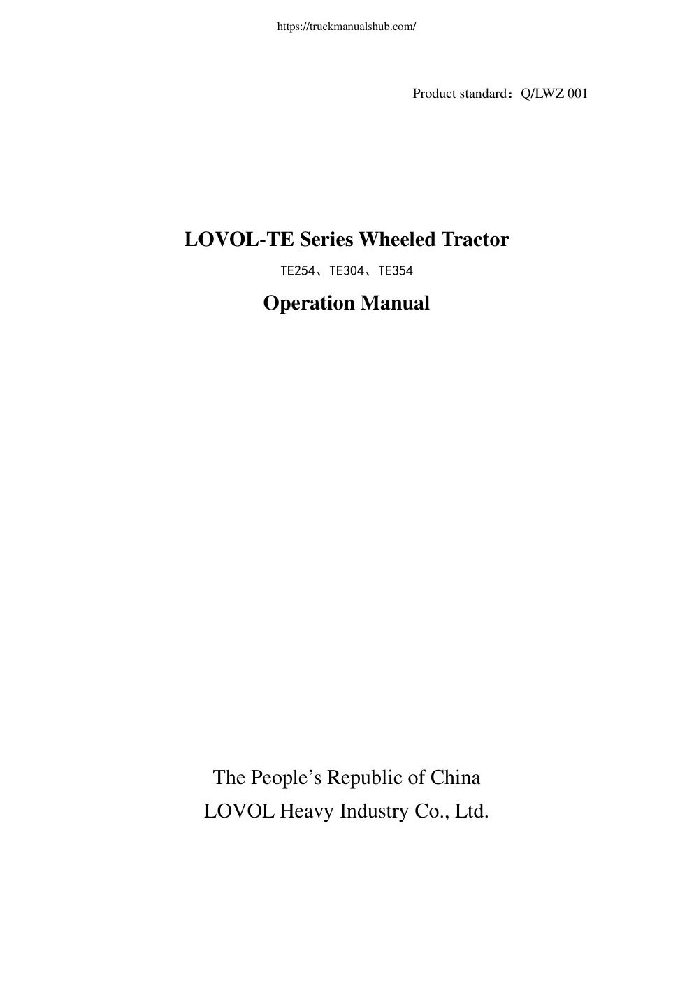 Première page de Operation Manual